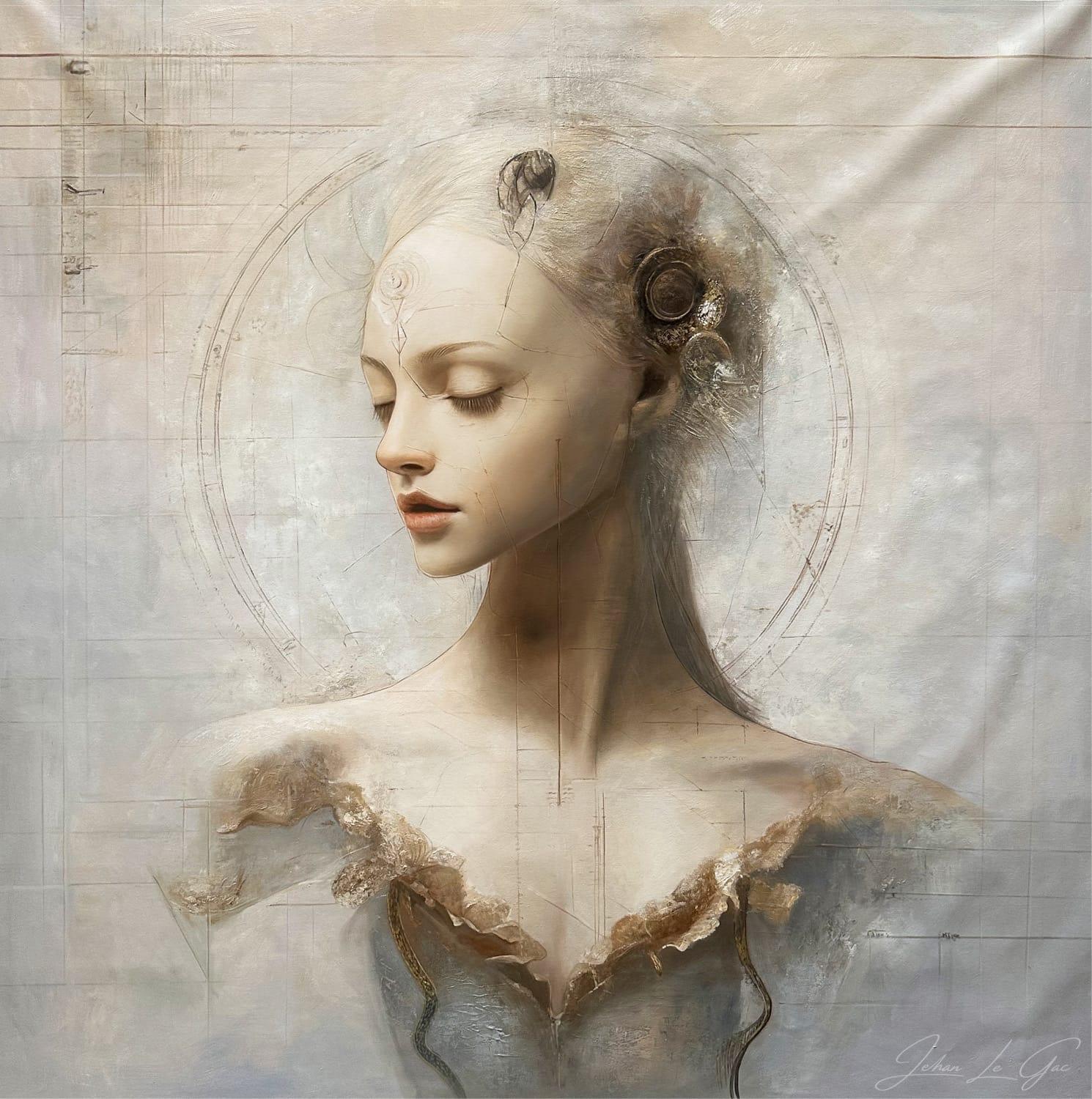 Geometry of Silence 120 x 120 cm, 47 x 47 in. | Original Oil Painting on Canvas